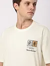 Cream Stamps Printed Oversized T-Shirt
